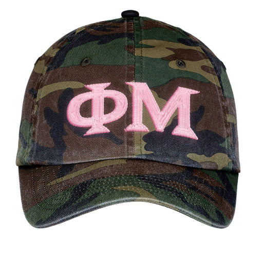 Phi Mu Letters Embroidered Camouflage Hat