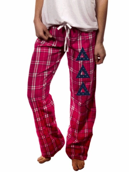 Delta Delta Delta Pajama Pants with Sewn-On Letters