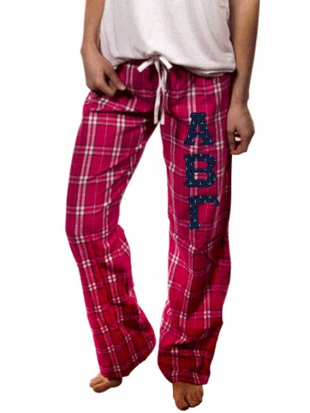 Sorority Pajama Pants with Sewn-On Letters