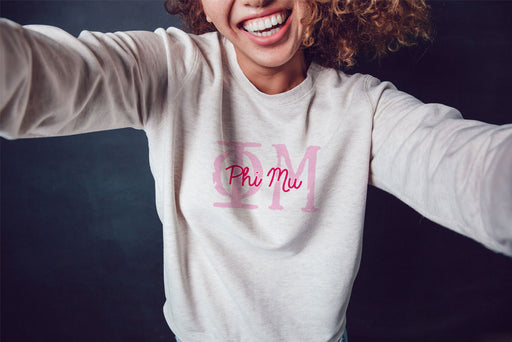 Phi Mu Cozy Boyfriend Crew Neck Sweatshirt