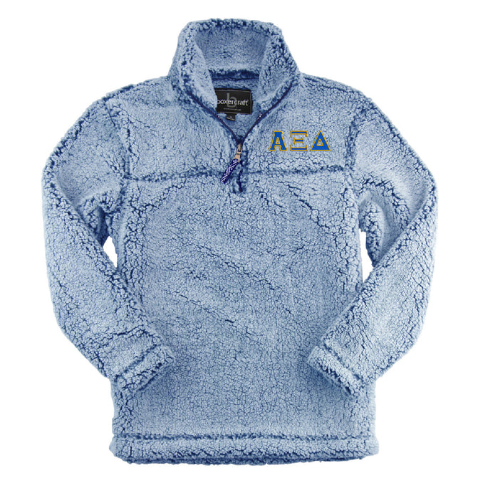 Alpha Xi Delta Embroidered Sherpa Quarter Zip Pullover