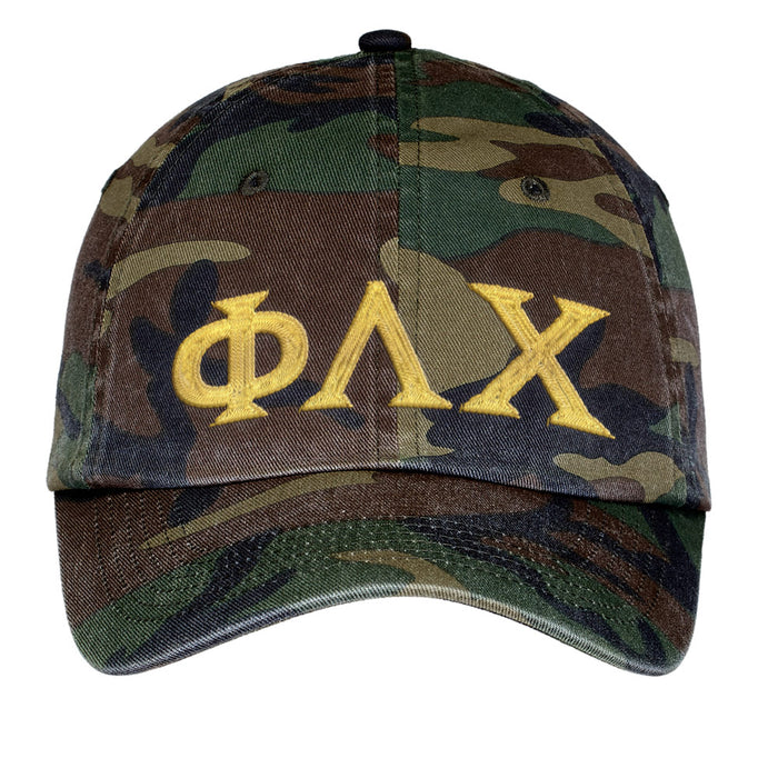 Phi Lambda Chi Letters Embroidered Camouflage Hat