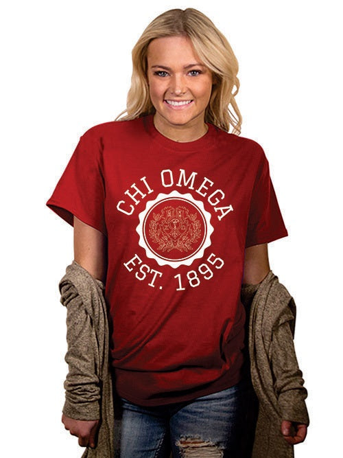 Chi Omega Crest Crewneck T-Shirt