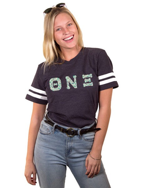 Theta Nu Xi Unisex Jersey Football Tee with Sewn-On Letters