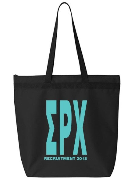 Panhellenic Impact Letters Zippered Poly Tote
