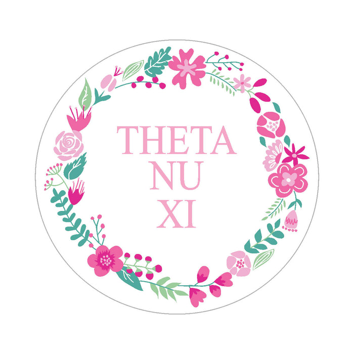 Theta Nu Xi Floral Wreath Sticker