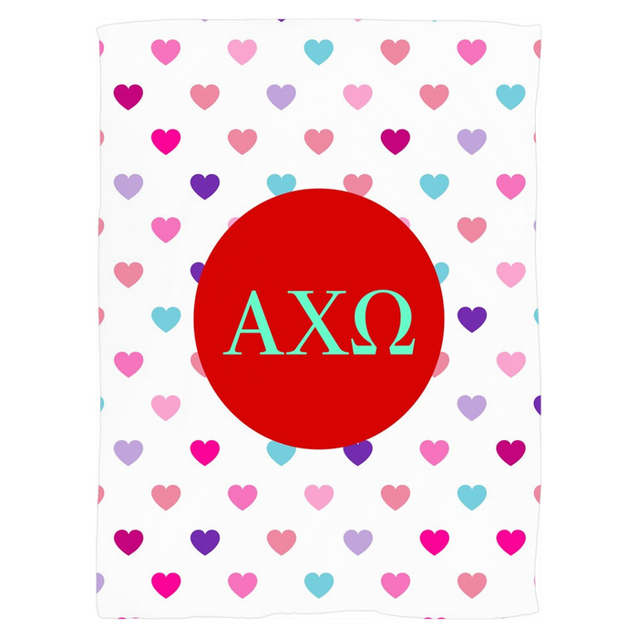 Alpha Chi Omega Hearts Fleece Blankets Alpha Chi Omega Hearts Fleece Blankets