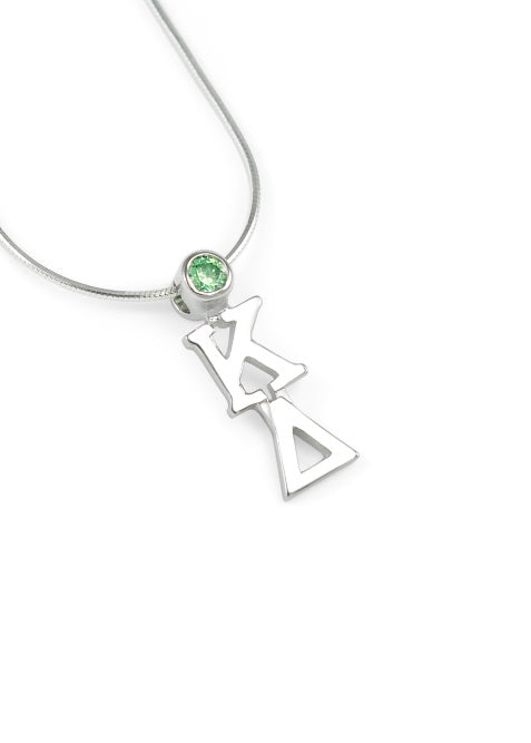 Kappa Delta Sterling Silver Lavaliere Pendant with Swarovski Crystal