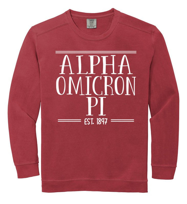Alpha Omicron Pi Comfort Colors Custom Sorority Sweatshirt