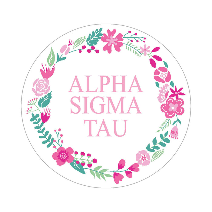 Alpha Sigma Tau Floral Wreath Sticker