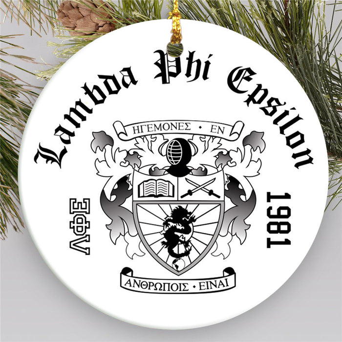Lambda Phi Epsilon.jpg Round Crest Ornament