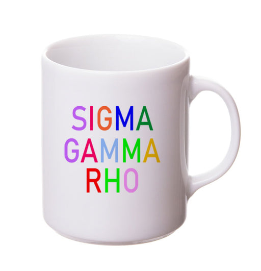 Sigma Gamma Rho Coffee Mug with Rainbows - 15 oz