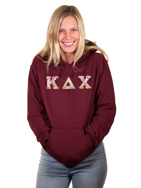 Kappa Delta Chi Unisex Hooded Sweatshirt with Sewn-On Letters