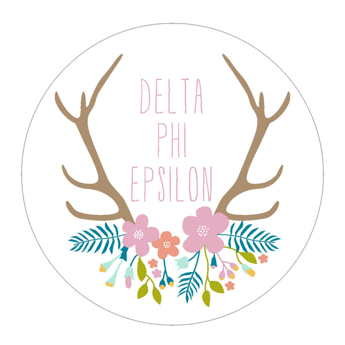 Delta Phi Epsilon Floral Antler Sticker