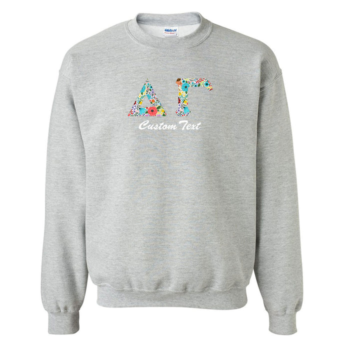 Delta Gamma Crewneck Letters Sweatshirt with Custom Embroidery