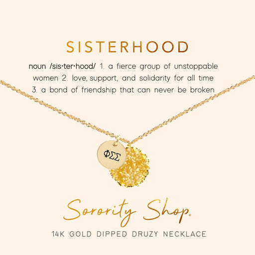 Phi Sigma Sigma Sisterhood Druzy Necklace