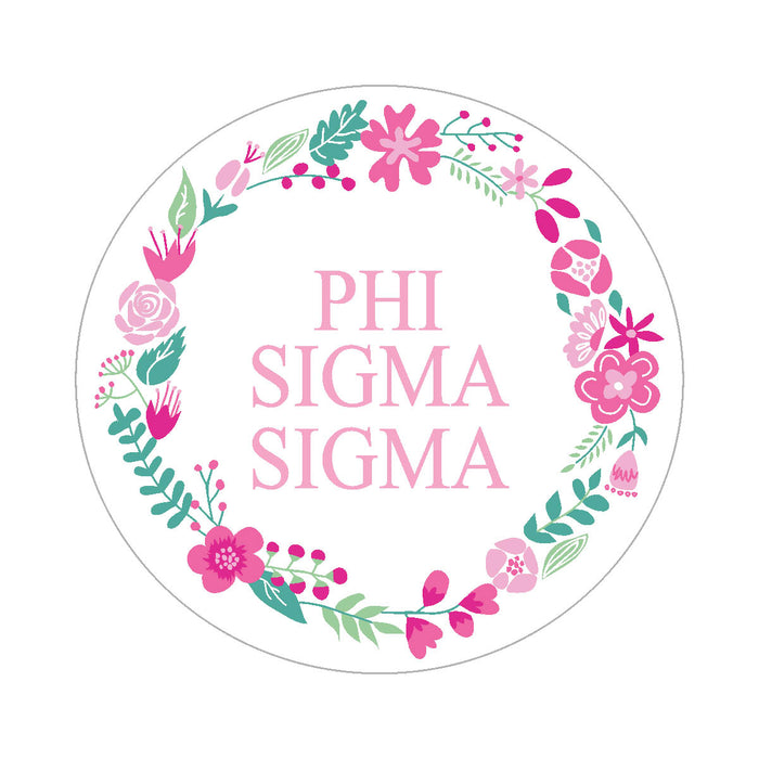 Phi Sigma Sigma Floral Wreath Sticker