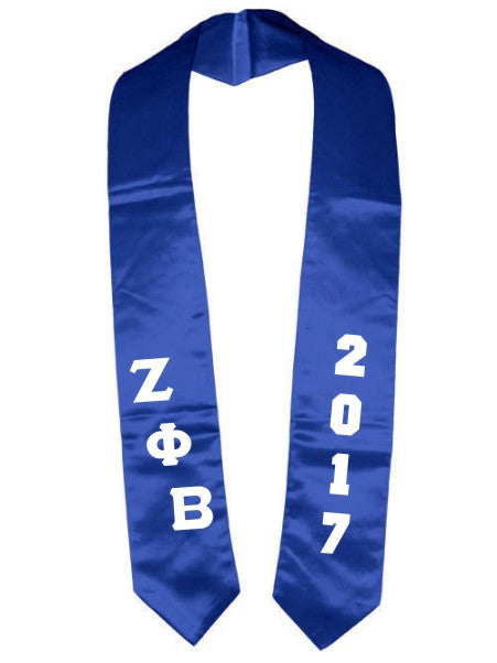 Zeta Phi Beta Slanted Grad Stole with Letters & Year