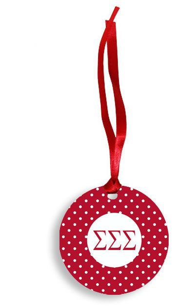 Sigma Sigma Sigma Red Polka Dots Sunburst Ornament