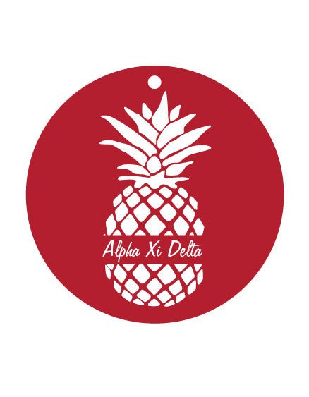 Alpha Xi Delta White Pineapple Sunburst Ornament