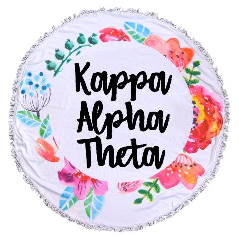 Kappa Alpha Theta Floral Fringe Towel Blanket