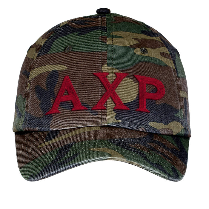Alpha Chi Rho Letters Embroidered Camouflage Hat