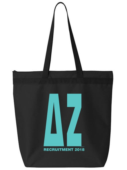 Delta Zeta Impact Letters Zippered Poly Tote
