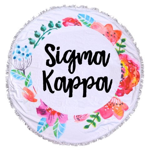 Sigma Kappa Floral Fringe Towel Blanket