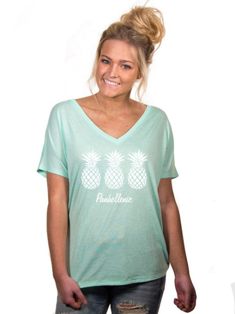 Panhellenic Pineapple Slouchy V-Neck Tee