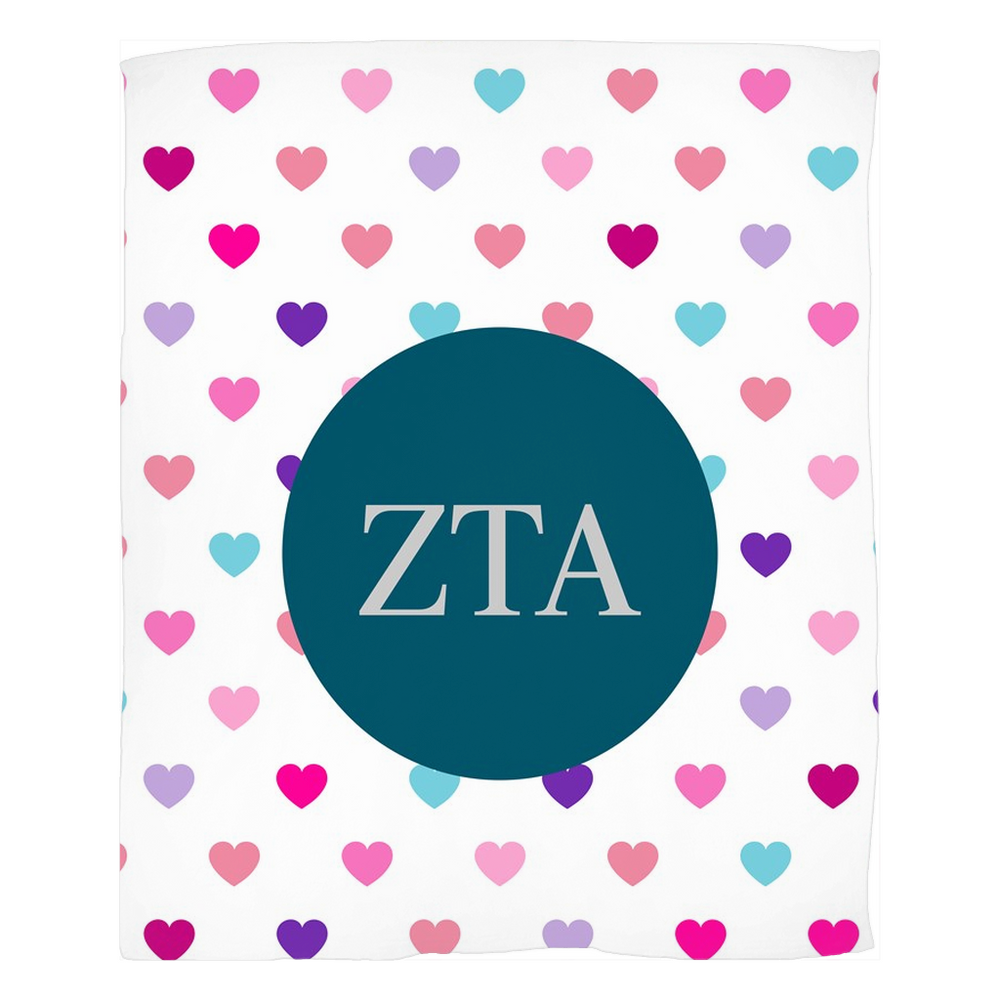 Zeta Tau Alpha Hearts Fleece Blankets Zeta Tau Alpha Hearts Fleece Blankets