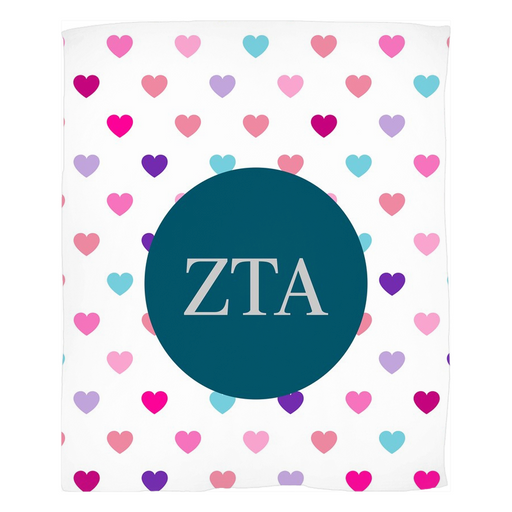 Blankets Zeta Tau Alpha Hearts Fleece Blankets