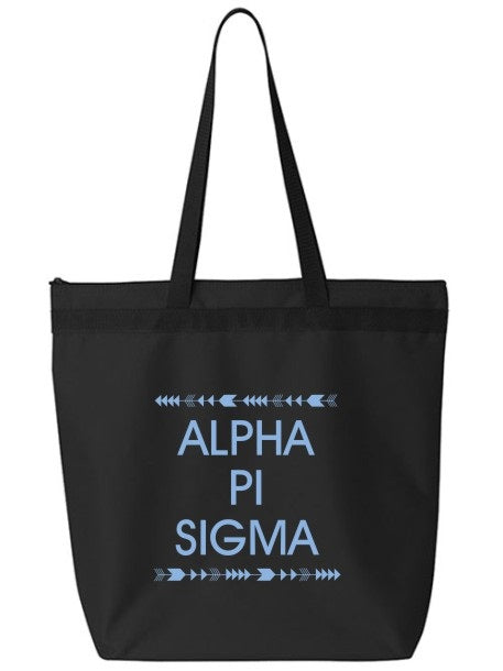 Alpha Pi Sigma Arrow Top Bottom Tote Bag