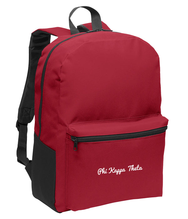 Phi Kappa Theta Cursive Embroidered Backpack