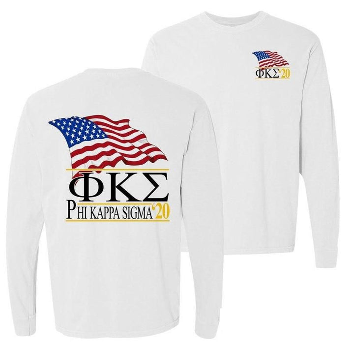 Phi Kappa Sigma Patriot Flag Comfort Colors Long Tee