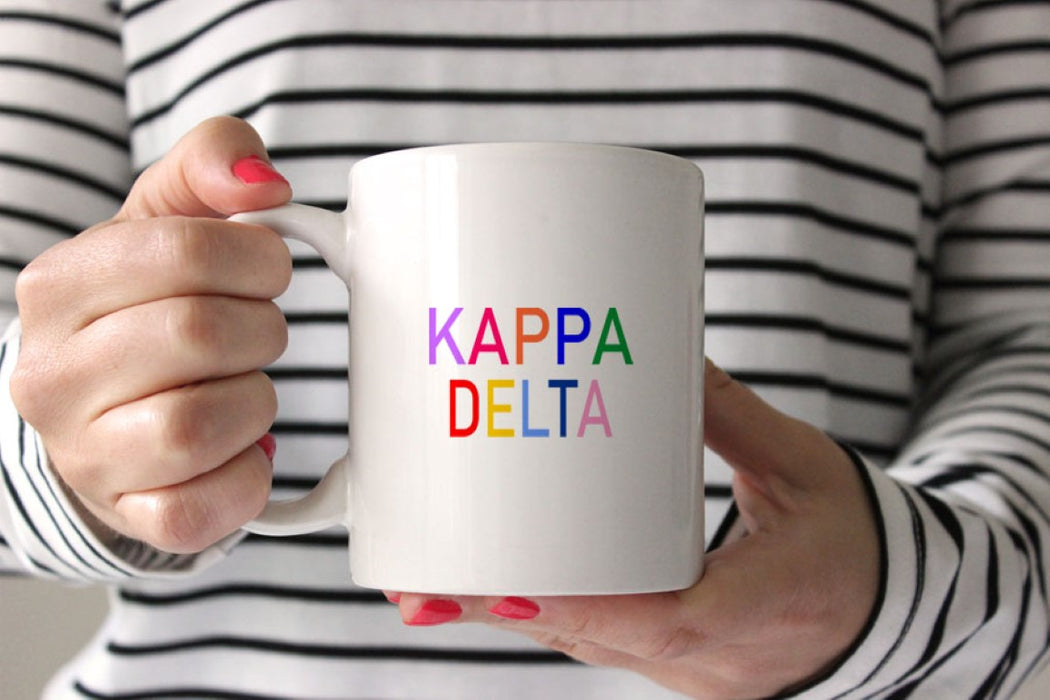 Kappa Delta Coffee Mug with Rainbows - 15 oz
