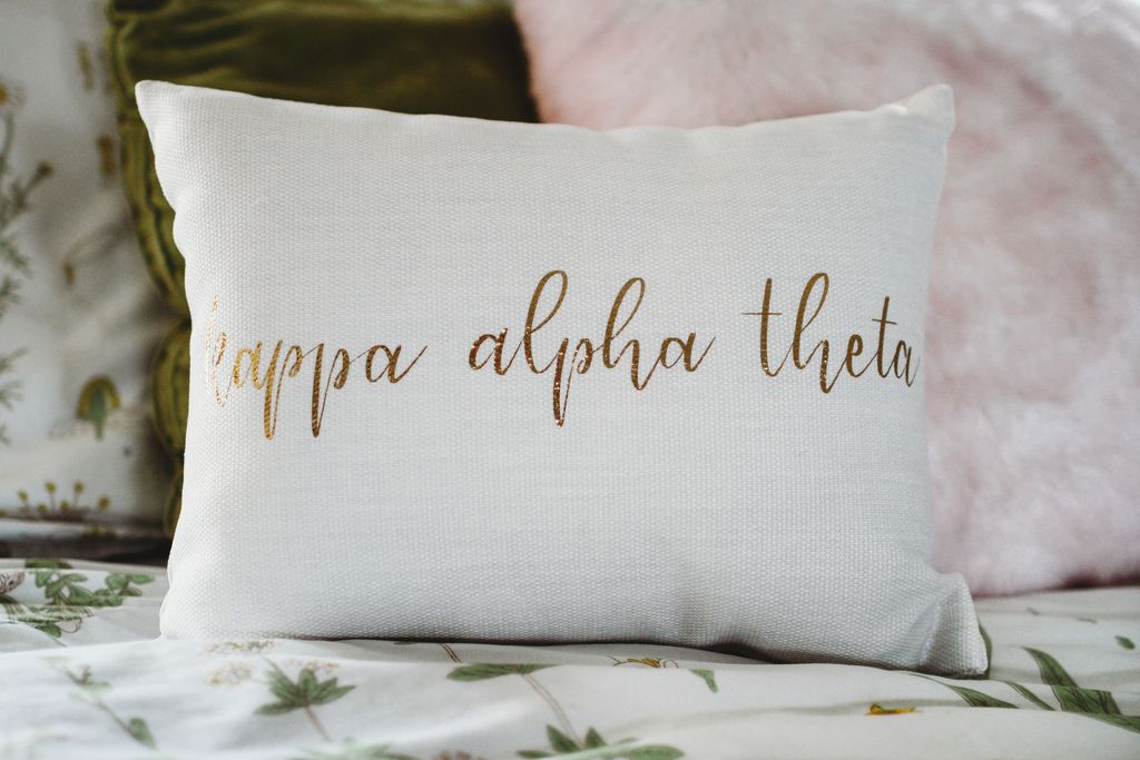 Kappa Alpha Theta Gold Print Throw Pillow
