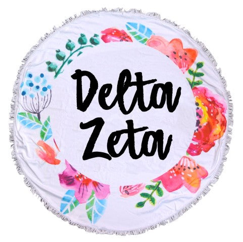 Delta Zeta Floral Fringe Towel Blanket