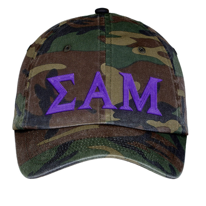 Sigma Alpha Mu Letters Embroidered Camouflage Hat