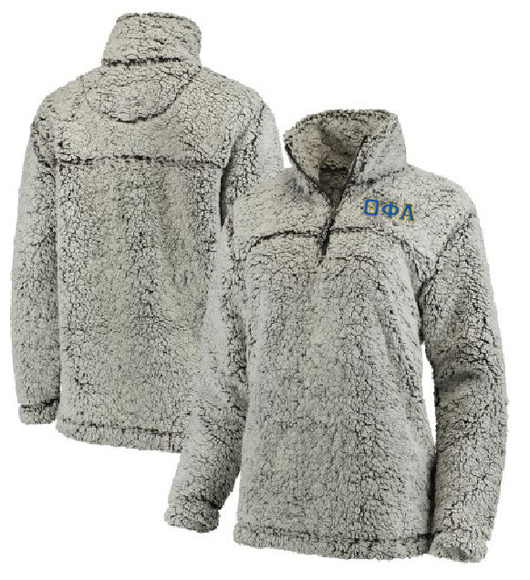 Theta Phi Alpha Embroidered Sherpa Quarter Zip Pullover