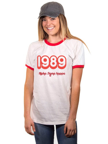 Alpha Sigma Kappa Year Established Ringer T-Shirt