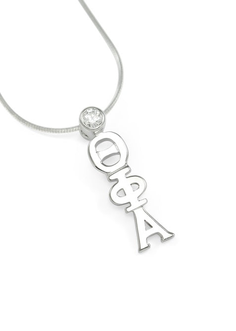 Theta Phi Alpha Sterling Silver Lavaliere Pendant with Clear Swarovski Crystal