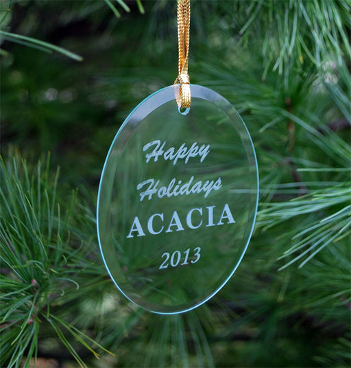 Acacia Engraved Glass Ornament