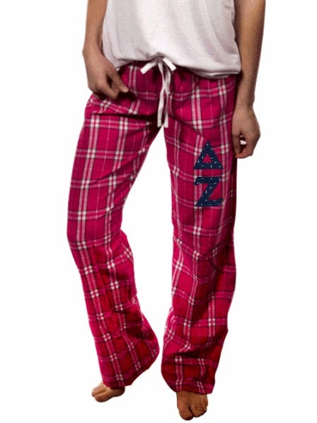 Delta Zeta Pajama Pants with Sewn-On Letters
