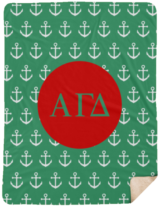 All Alpha Gamma Delta Anchor Sherpa Blanket - 60x80
