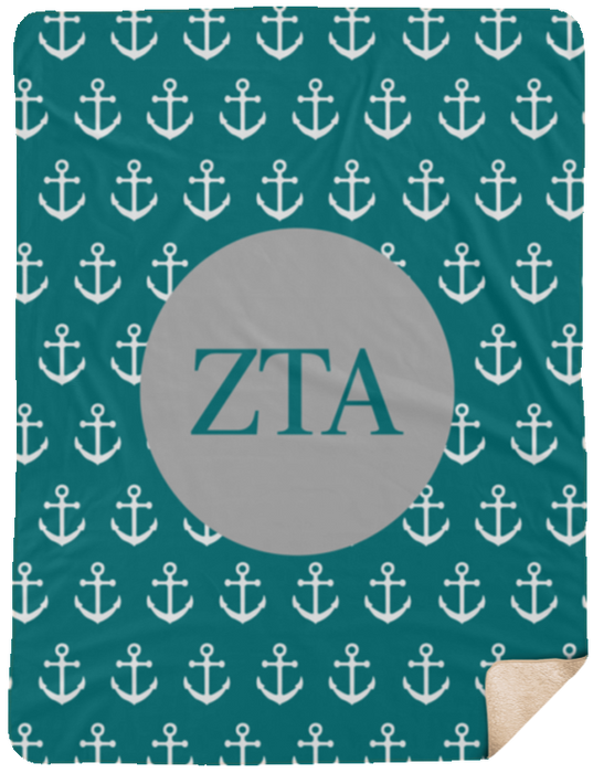 Zeta Tau Alpha Anchor Sherpa Blanket 60x80 Zeta Tau Alpha Anchor Sherpa Blanket - 60x80