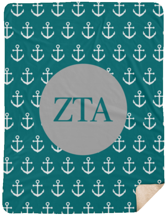 Zeta Tau Alpha Anchor Sherpa Blanket 60x80 Zeta Tau Alpha Anchor Sherpa Blanket - 60x80