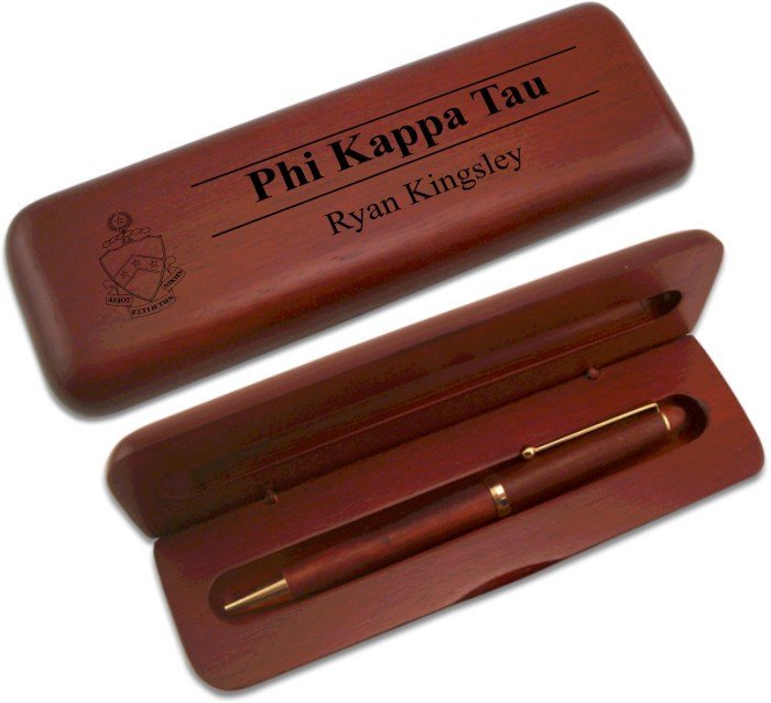 Phi Kappa Tau Wooden Pen Case & Pen