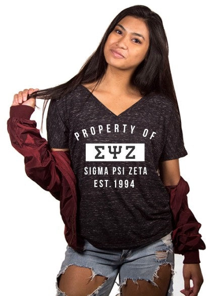 Sigma Psi Zeta Property of Slouchy V-Neck Tee