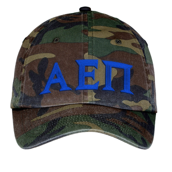 Alpha Epsilon Pi Letters Embroidered Camouflage Hat
