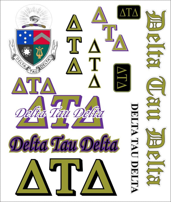 Delta Tau Delta Multi Greek Decal Sticker Sheet